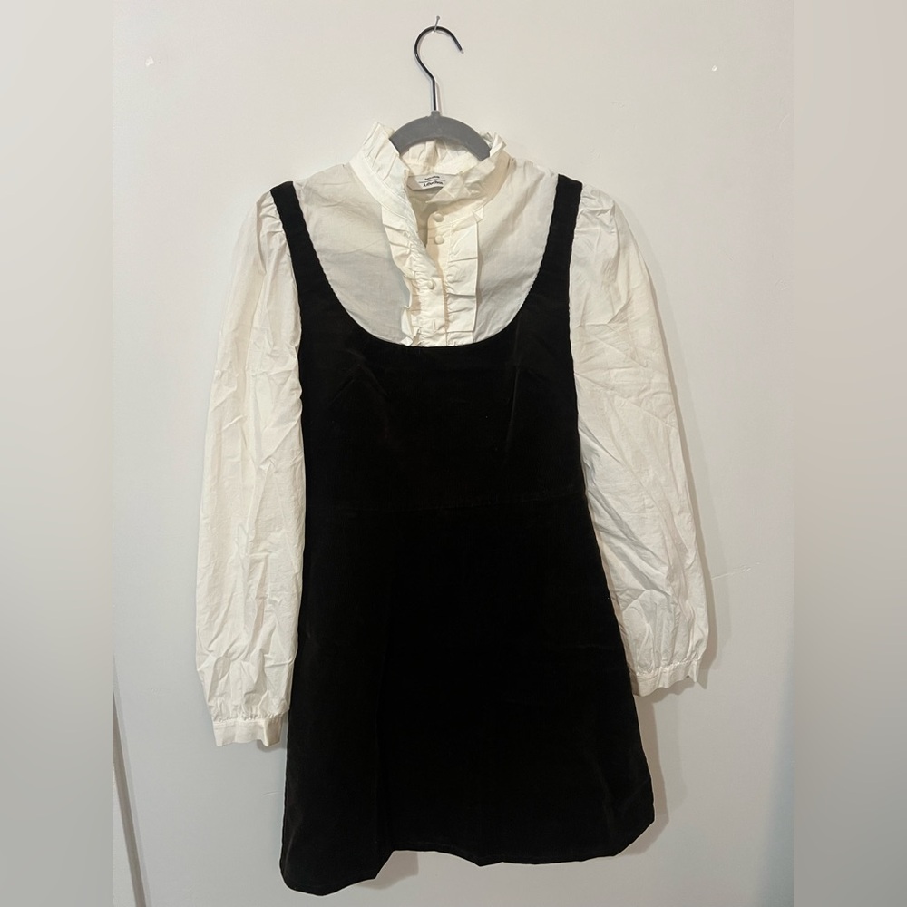 & Other Stories corduroy brown and White Long Sleeve Dress